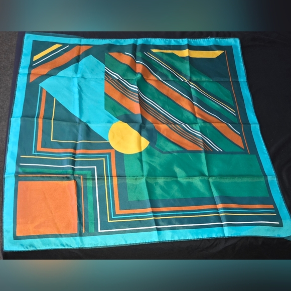 Totes Vibrant Teal and Orange Rain Scarf Vintage - Picture 4 of 7